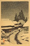 Snowfall in the village-Kawase Hasui